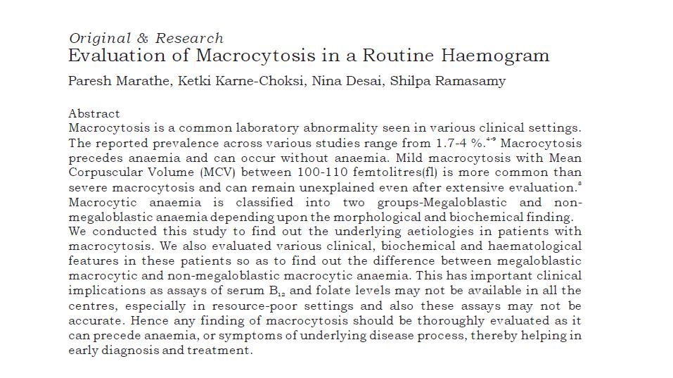 Evaluation of Macrocytosis in a Routine Haemogram