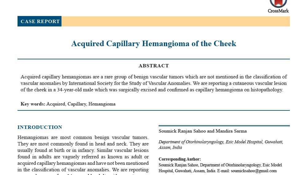 Acquired Capillary Hemangioma of the Cheek