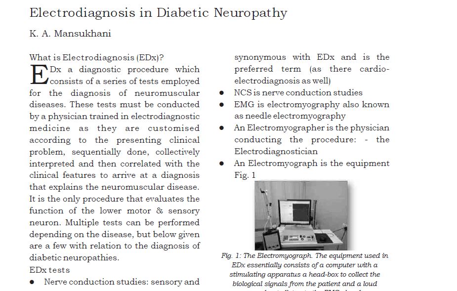 Electrodiagnosis in Diabetic Neuropathy