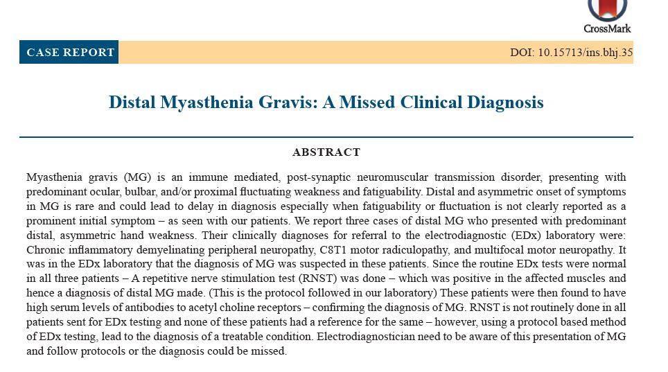 Distal Myasthenia Gravis: A Missed Clinical Diagnosis