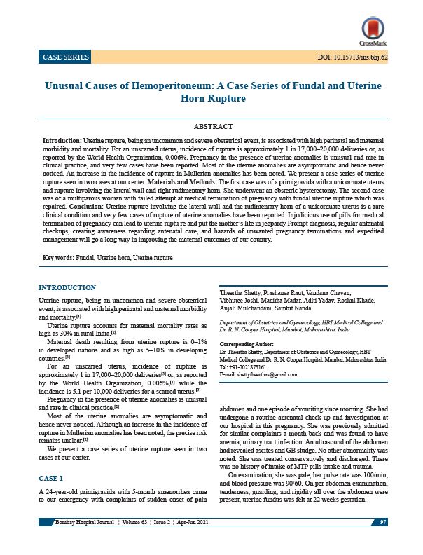 _Unusual Causes of Hemoperitoneum A Case Series of Fundal and Uterine