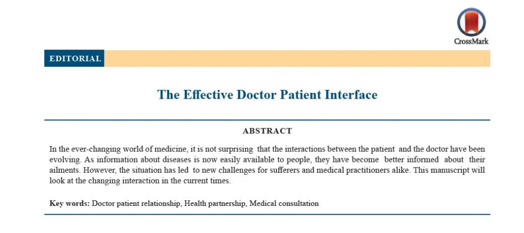 Editorial- The Effective Doctor Patient Interface