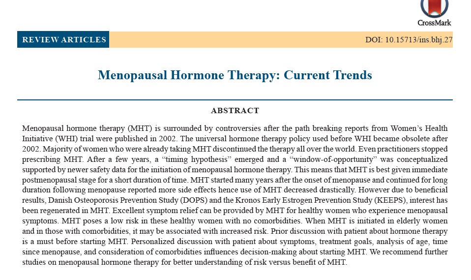 Menopausal Hormone Therapy: Current Trends