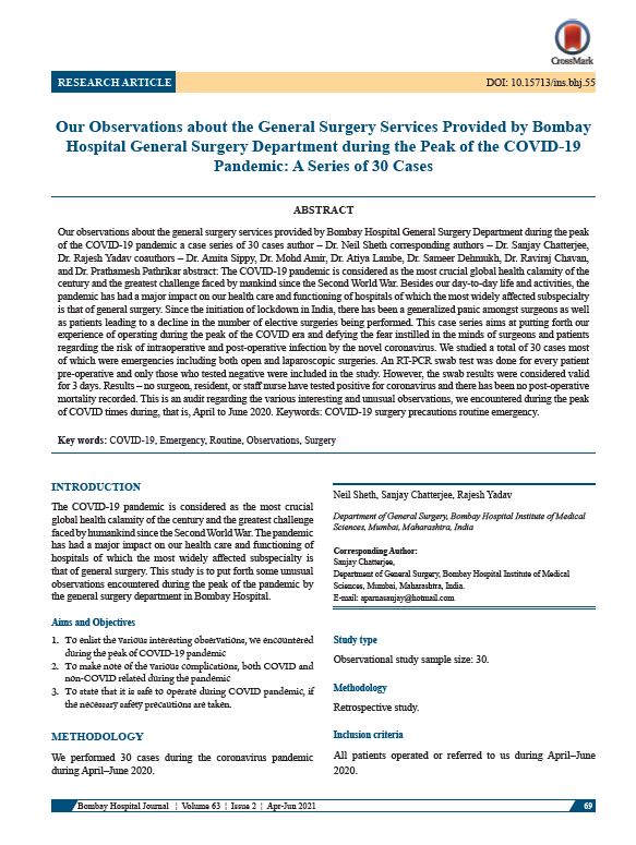 Our Observations about the General Surgery Services Provided by Bombay