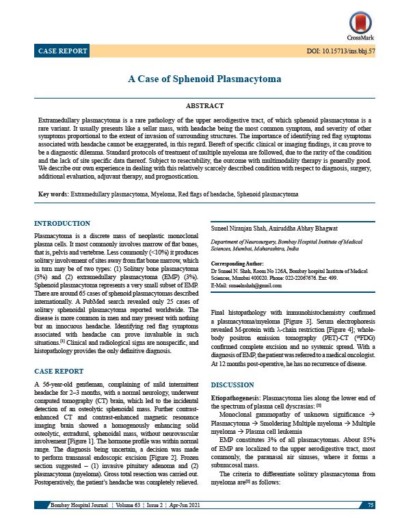 A Case of Sphenoid Plasmacytoma