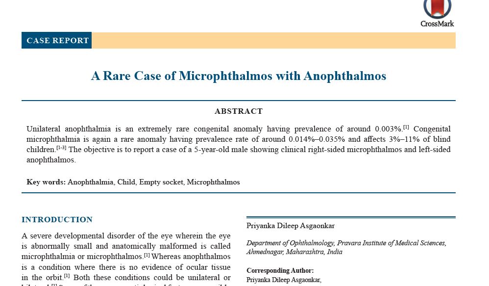 A Rare Case of Microphthalmos with Anophthalmos