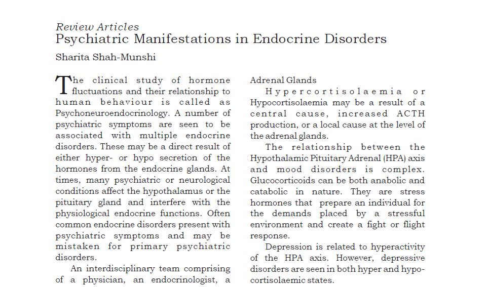 Psychiatric Manifestations in Endocrine Disorders